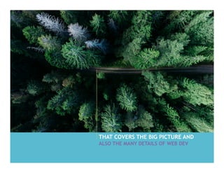 THAT COVERS THE BIG PICTURE AND
ALSO THE MANY DETAILS OF WEB DEV
 
