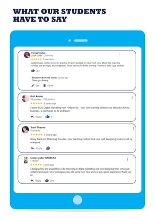 WHAT OUR STUDENTS
HAVE TO SAY
 