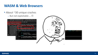 WASM & Web Browsers
54
• About ~30 unique crashes
o But not exploitable … 
 