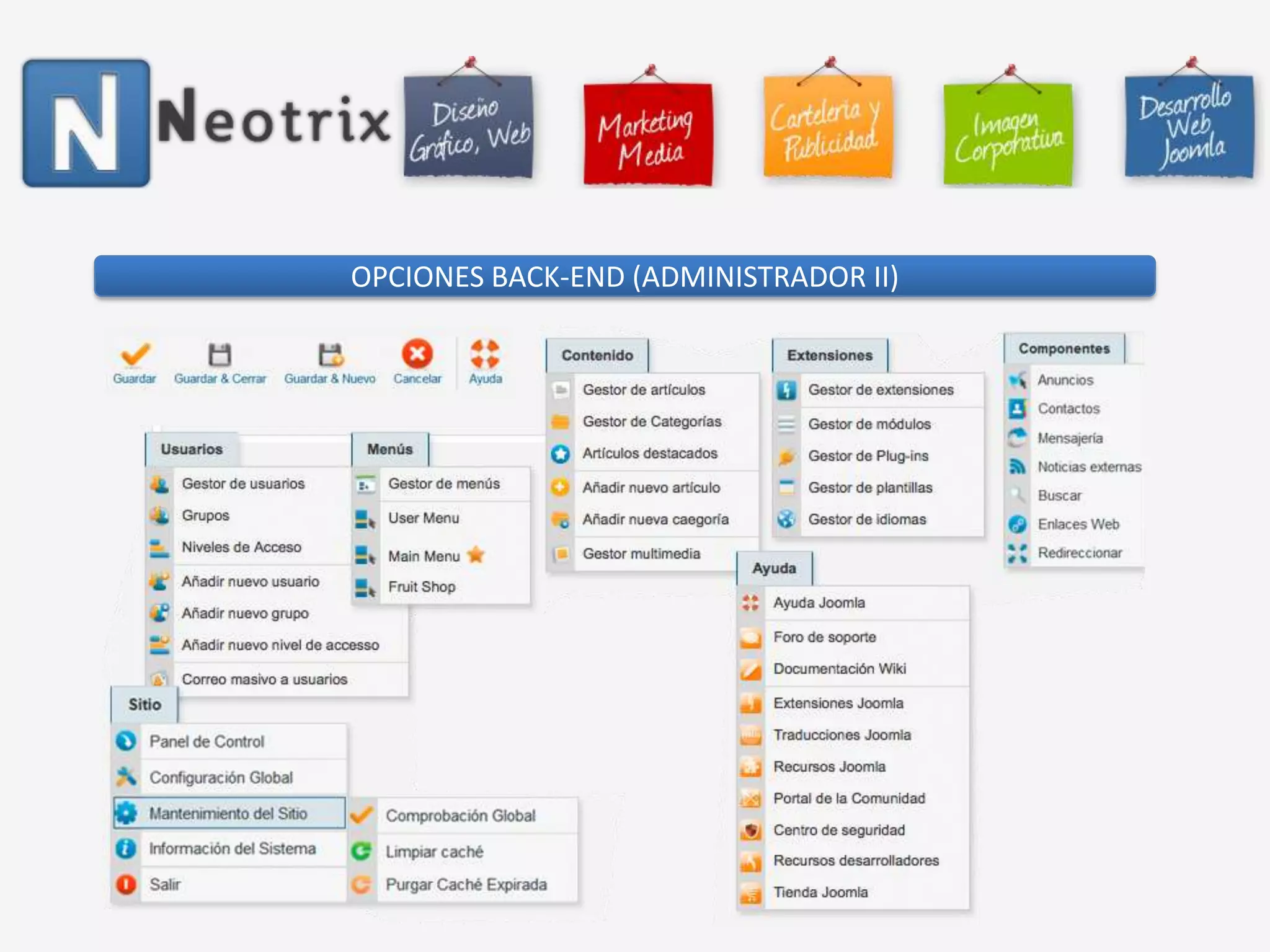 OPCIONES BACK-END (ADMINISTRADOR II)