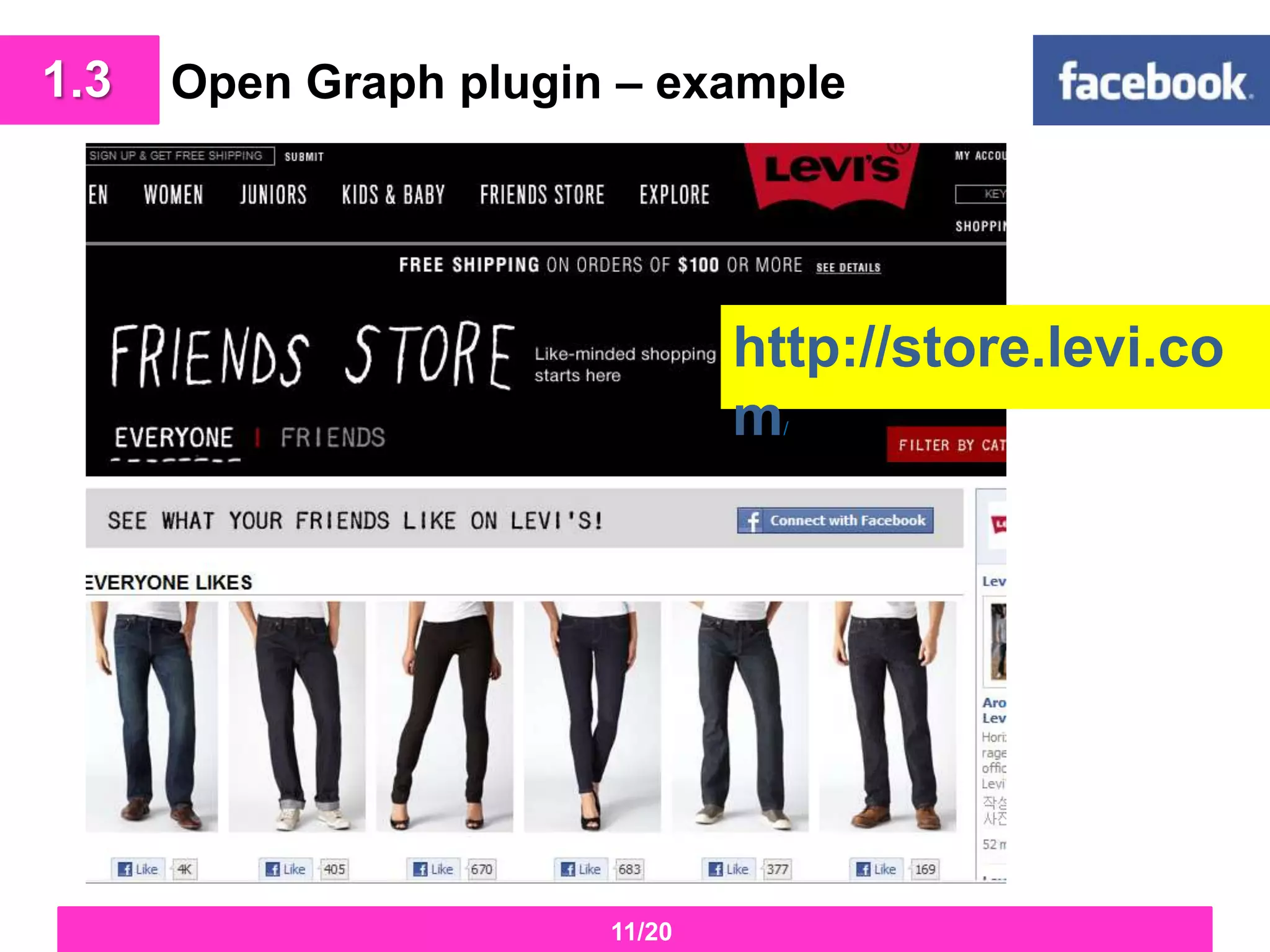 Open Graph plugin – example 1.3http://store.levi.com/11/20