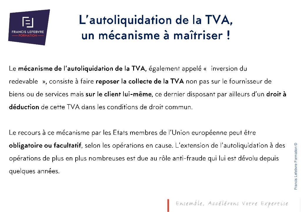 L'autoliquidation de la TVA, un mécanisme à maîtriser