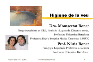 Higiene de la veu

                                             Dra. Montserrat Bonet
            Metge especialista en OR...