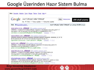 Google Üzerinden Hazır Sistem Bulma
c99 shell arama

 