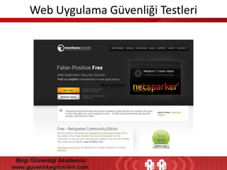 Web Uygulama Güvenliği Testleri

Netsparker

 