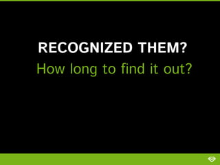 RECOGNIZED THEM?
How long to find it out?

 