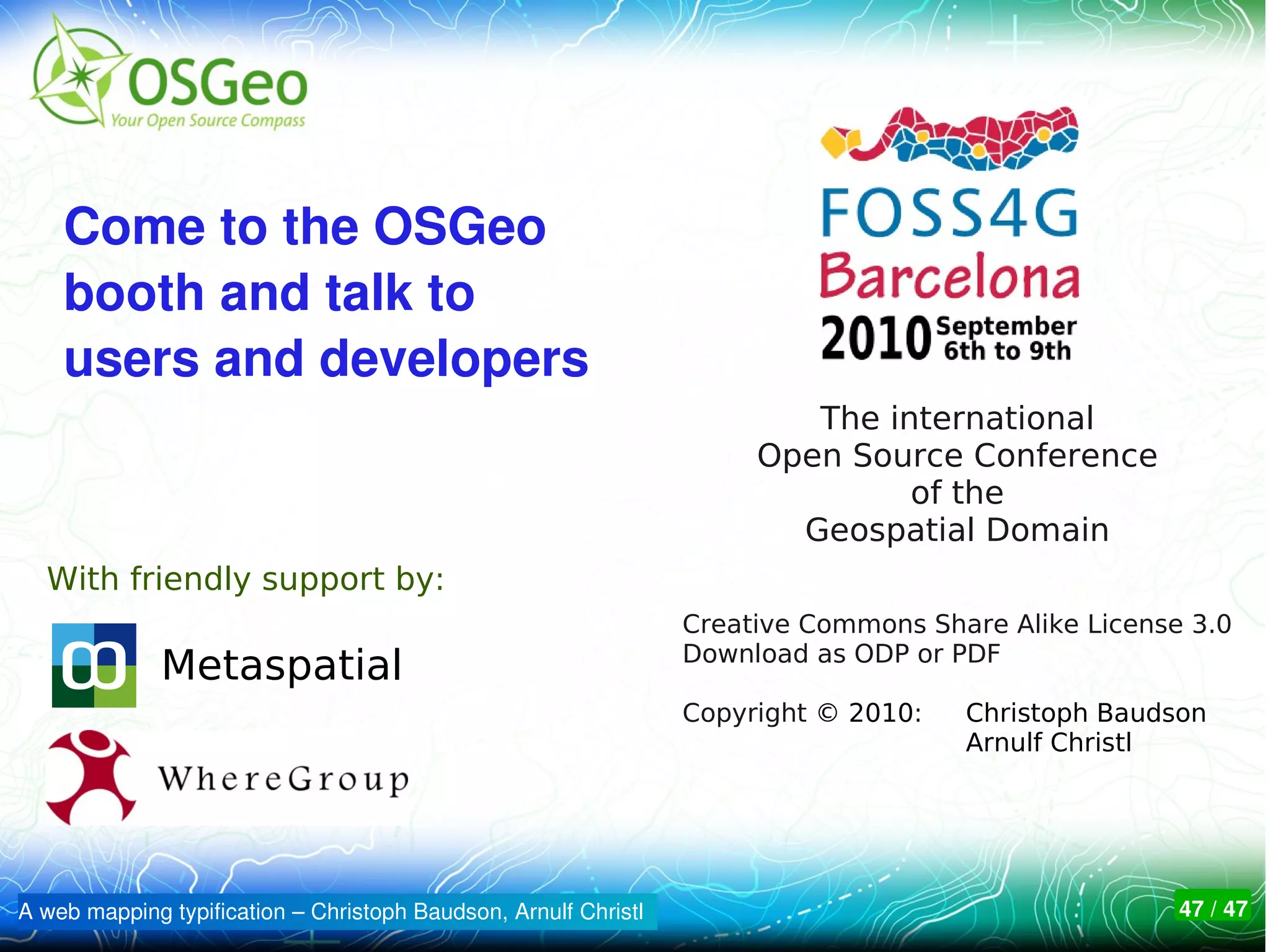 OSGeo Web Mapping Software Comparison - OSGeo Web Mapping Software Comparison 47 2048 