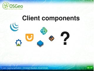 Client components


                                                                 ?
A web mapping typification – Christoph Baudson, Arnulf Christl       20 / 47
 
