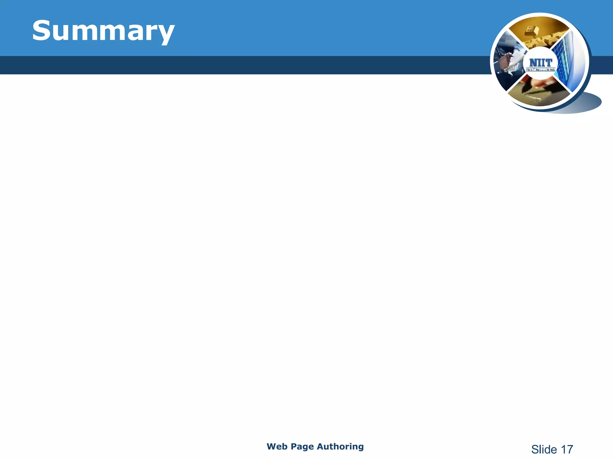 Summary Web Page Authoring Slide  