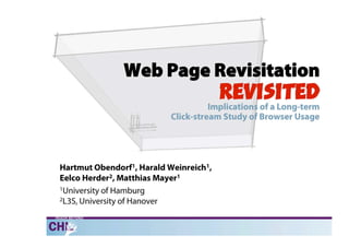 Web Page Revisitation Revisited
