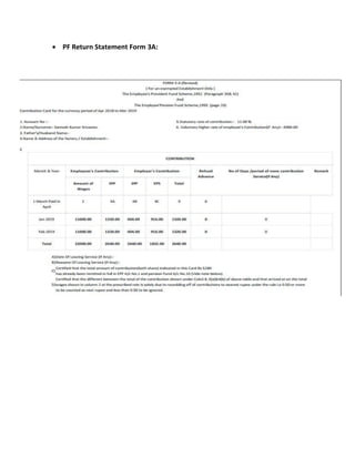  PF Return Statement Form 3A:
 