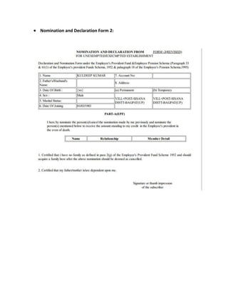  Nomination and Declaration Form 2:
 