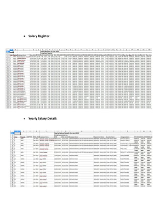  Salary Register:
 Yearly Salary Detail:
 