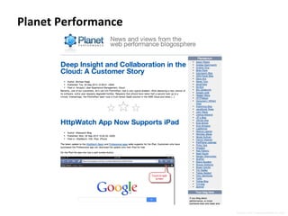 Planet	
  Performance	
  
Source:	
  h5p://www.perfplanet.com/	
  
 