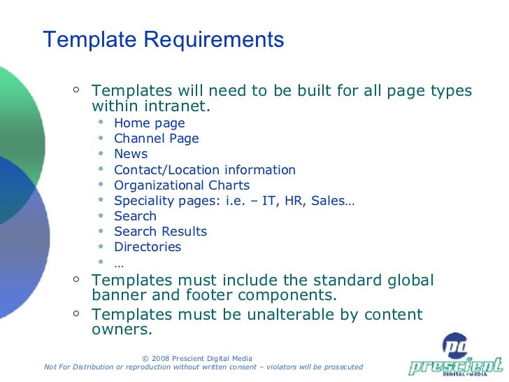 intranet requirements template