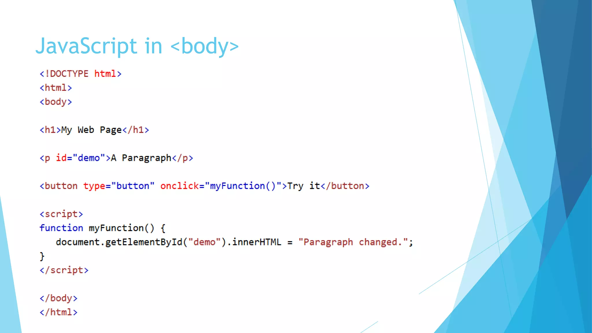 JavaScript in <body>
 