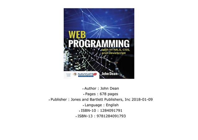 Web Programming With HTML5, CSS, And Javascript by John Dean | PDF