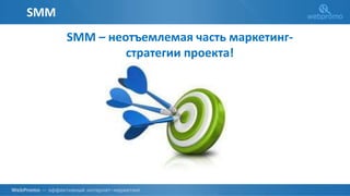 SMM
SMM – неотъемлемая часть маркетинг-
стратегии проекта!
 