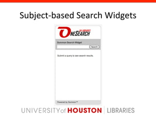 Subject-­‐based	
  Search	
  Widgets	
  
 