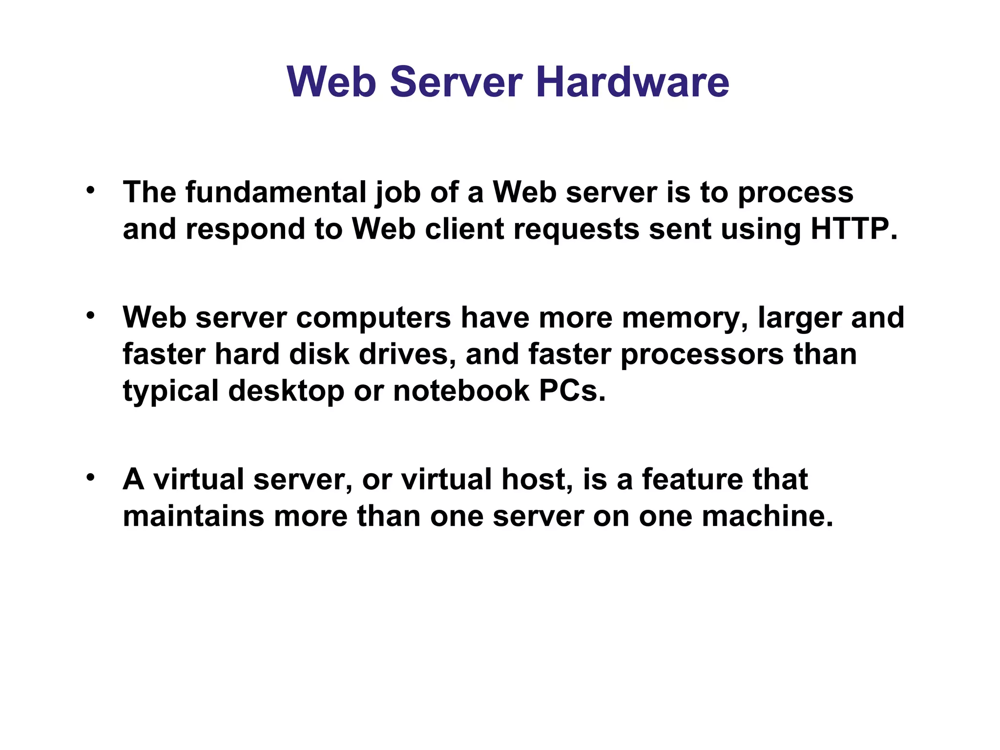Web Server Hardware and Software | PPT