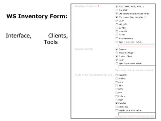 WS Inventory Form: Interface,  Clients,  Tools 