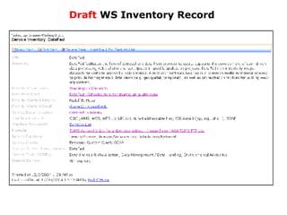 Draft  WS Inventory Record  