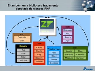 E também uma biblioteca fracamente
     acoplada de classes PHP
 
