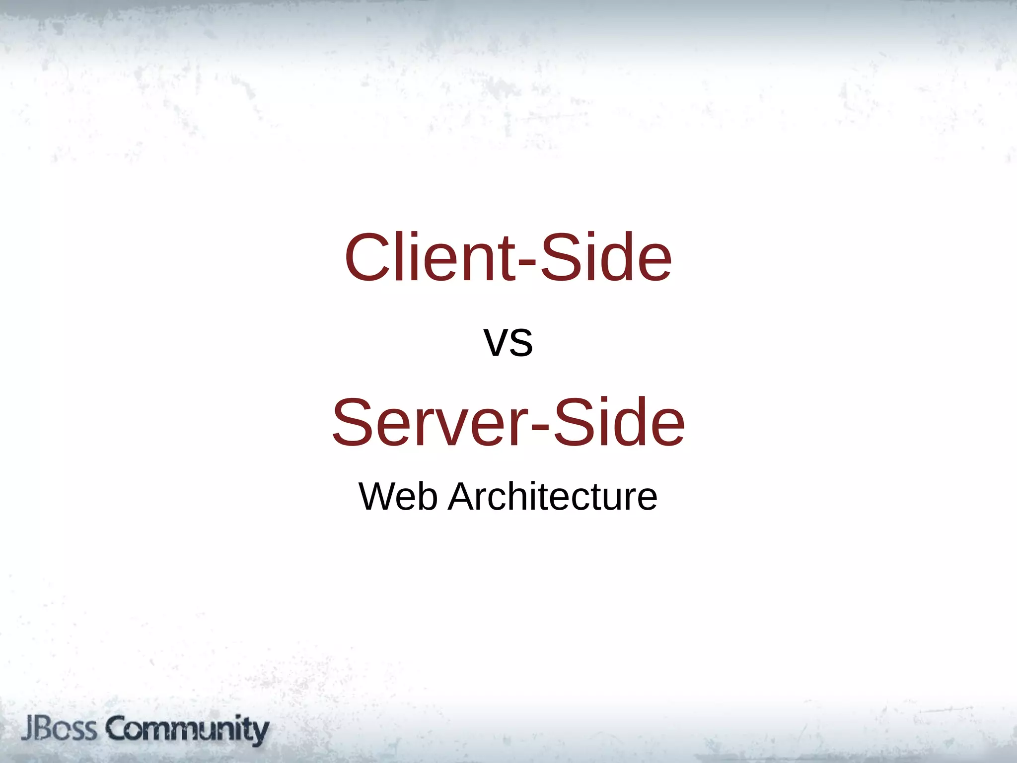Client-Side
vs

Server-Side
Web Architecture

 