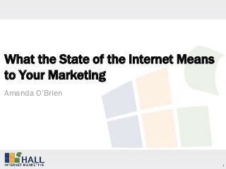 What the State of the Internet Means
to Your Marketing
Amanda O’Brien




                                       1
 