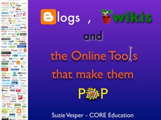 logs ,              wikis
           and
the Online Too s
that make them
         P P
Suzie Vesper - CORE Education
 