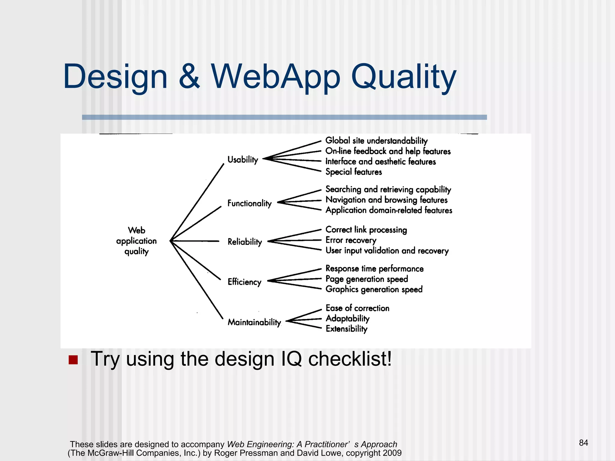 Design & WebApp Quality Try using the design IQ checklist! 