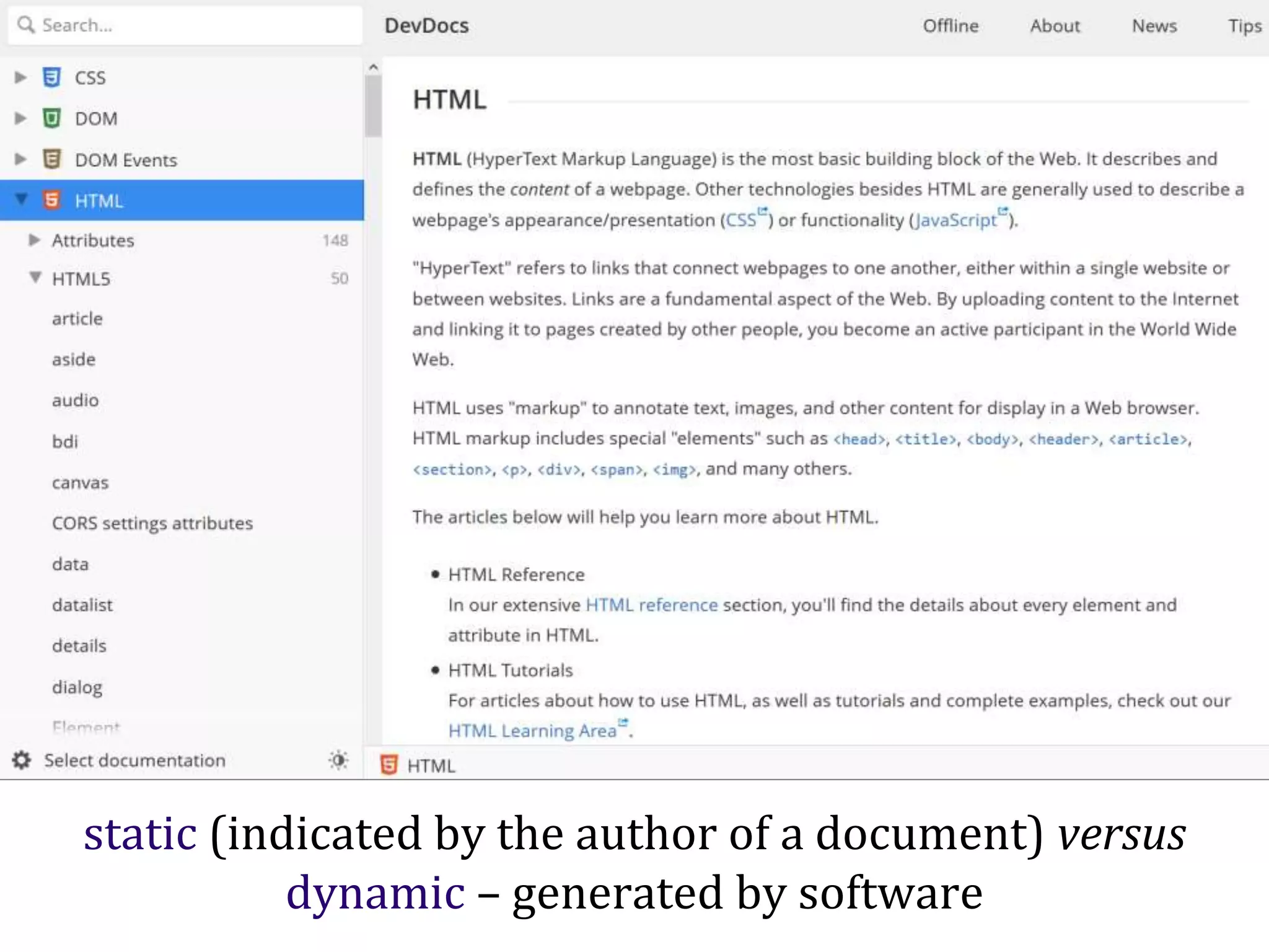 Dr.SabinBuragaprofs.info.uaic.ro/~busaco/
hypertext: links
static (indicated by the author of a document) versus
dynamic – generated by software
 