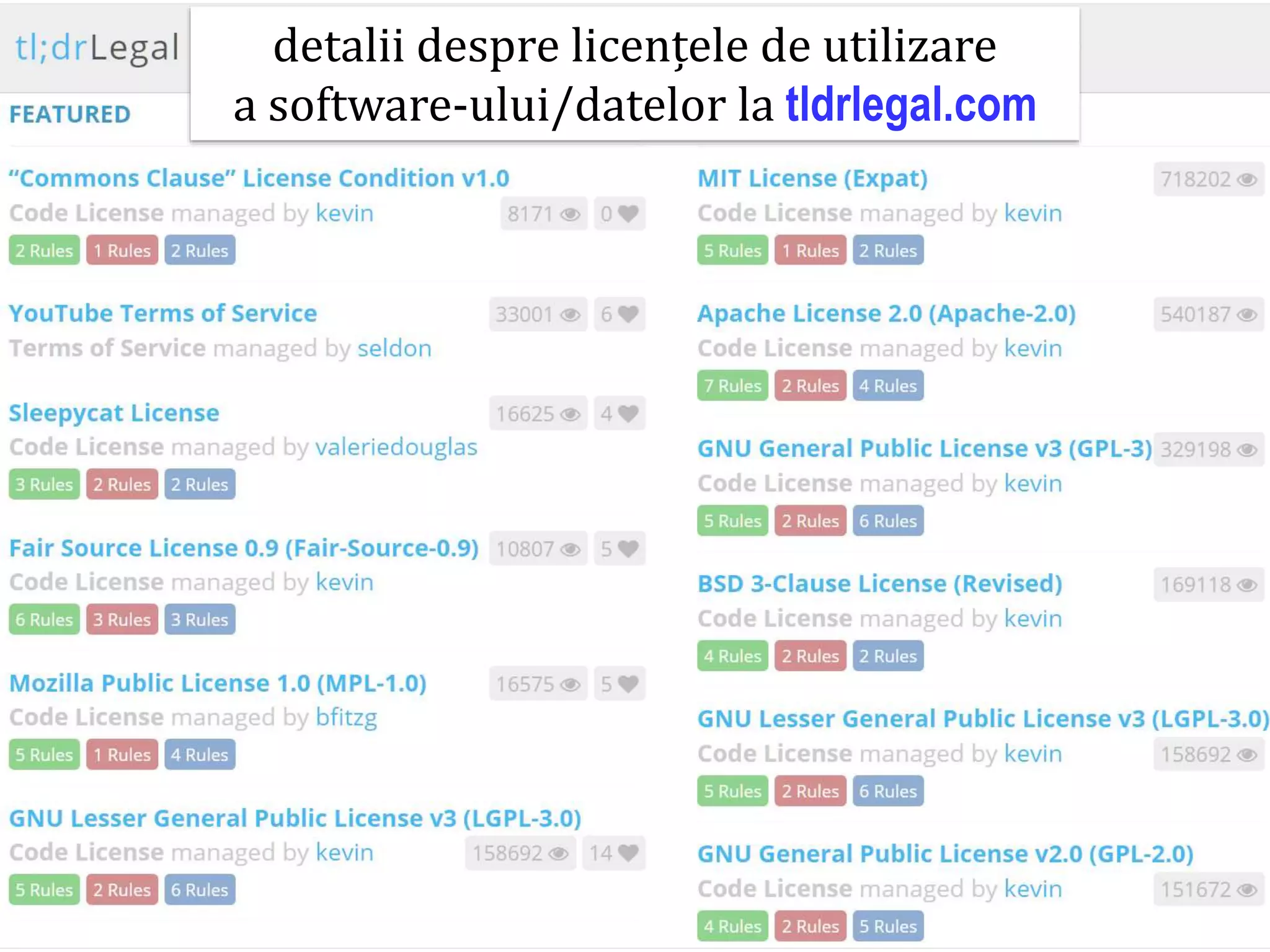 Dr.SabinBuragaprofs.info.uaic.ro/~busaco/
detalii despre licențele de utilizare
a software-ului/datelor la tldrlegal.com
 