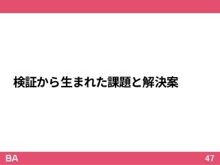 検証から生まれた課題と解決案
47
 