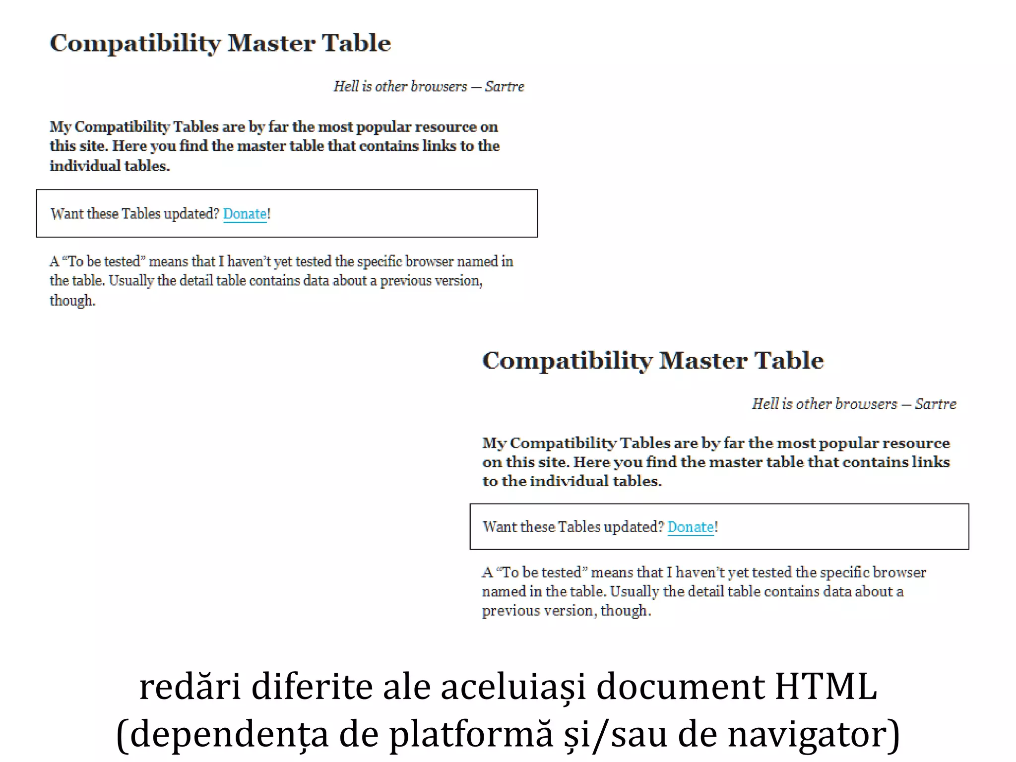 Dr.SabinBuragaprofs.info.uaic.ro/~busaco
redări diferite ale aceluiași document HTML
(dependența de platformă și/sau de navigator)
 