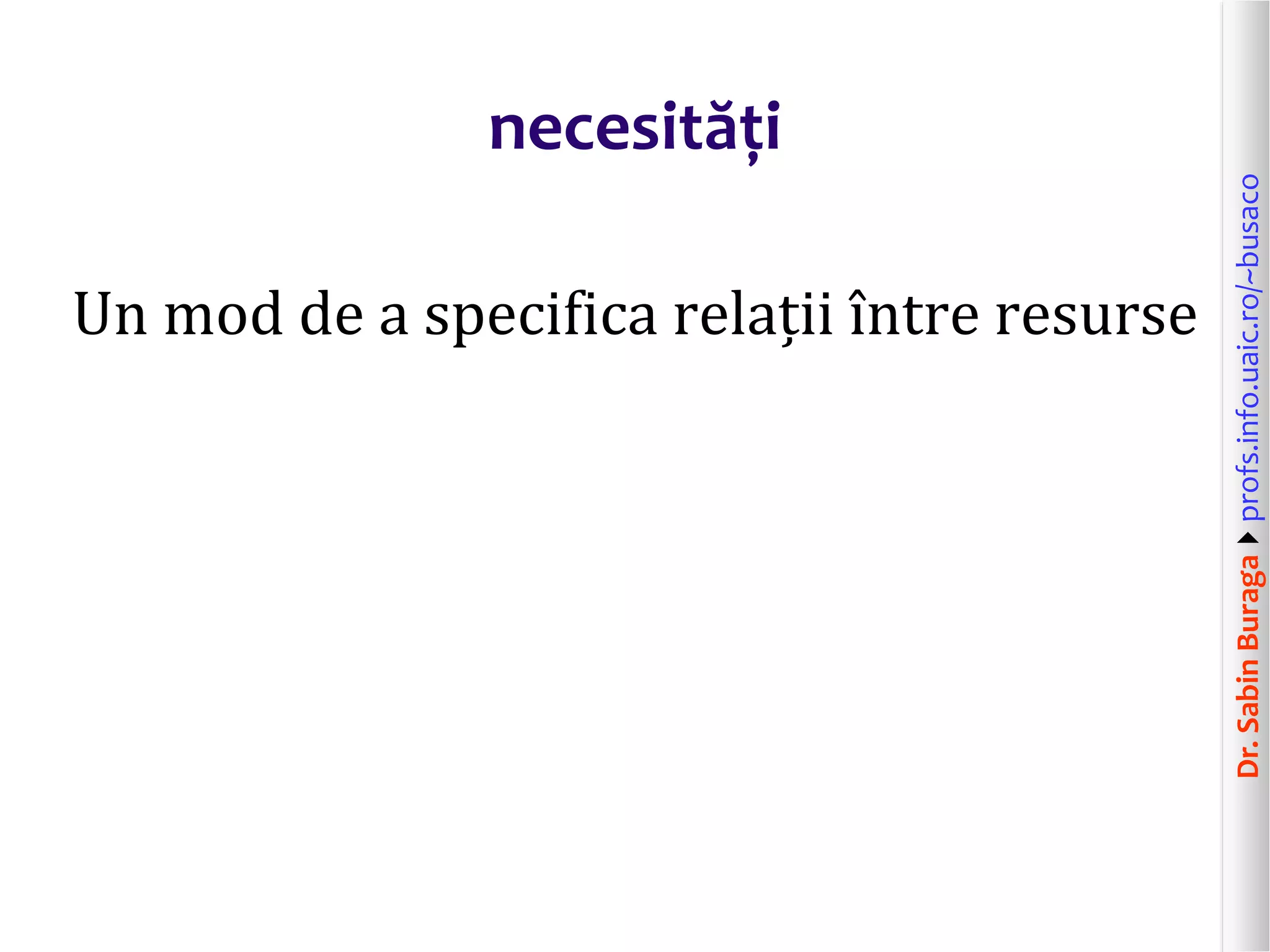 Dr.SabinBuragaprofs.info.uaic.ro/~busaco
necesități
Un mod de a specifica relații între resurse
 