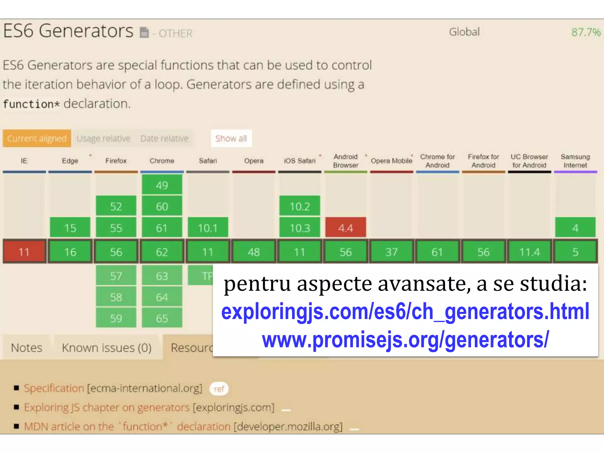 Dr.SabinBuragawww.purl.org/net/busaco
pentru aspecte avansate, a se studia:
exploringjs.com/es6/ch_generators.html
www.promisejs.org/generators/
 