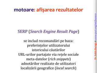 Dr.SabinBuragawww.purl.org/net/busaco
SERP (Search Engine Result Page)
se includ recomandări pe baza:
preferințelor utili...