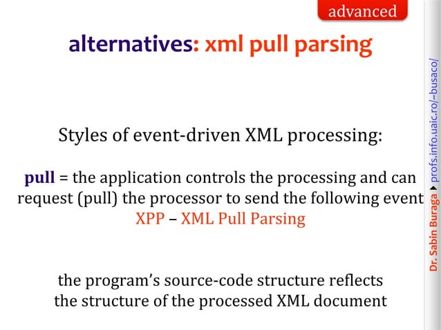 Web Technologies (8/12): XML & HTML Data Processing. Simple API for XML ...
