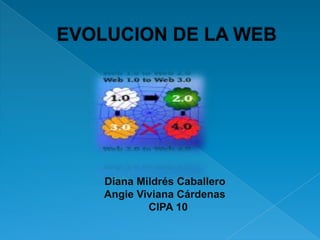 EVOLUCION DE LA WEB  Diana Mildrés Caballero                 Angie Viviana Cárdenas                               CIPA 10 