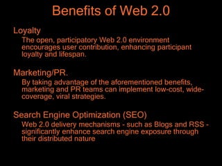 The Comparison
Web 1.0        Web 2.0
 