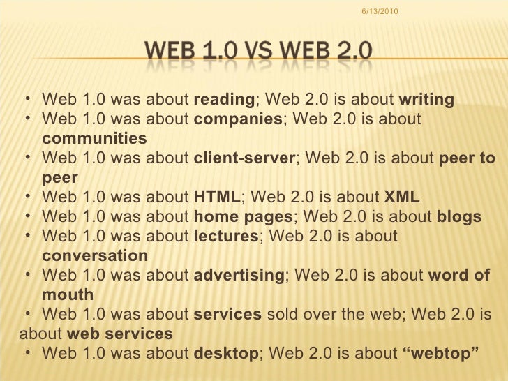 Web 1.0 vs web 2.0