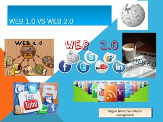 WEB 1.0 VS WEB 2.0WEB 1.0 VS WEB 2.0
Miguel Núñez San Martín
Bioingeniería
Miguel Núñez San Martín
Bioingeniería
 