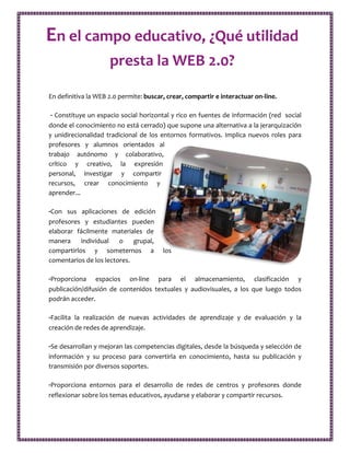 Web 1.0 web 2.0 nativos e inmigrantes digitales