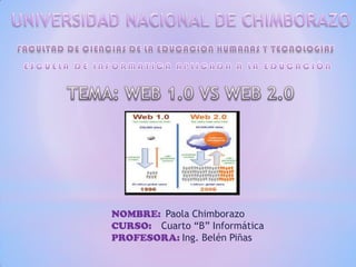 NOMBRE: Paola Chimborazo
CURSO: Cuarto “B” Informática
PROFESORA: Ing. Belén Piñas
 