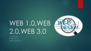WEB 1.0,WEB
2.0,WEB 3.0
INTEGRANTES:
KAREN ARCOS
EMILIA CEVALLOS

 