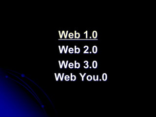 Web 1.0 
Web 2.0 
Web 3.0 
Web You.0 
 