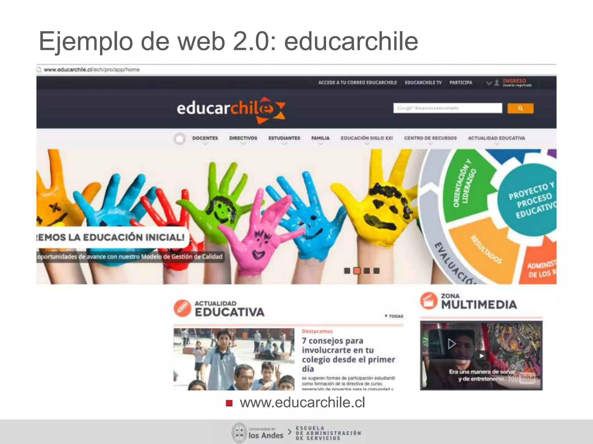 Ejemplo de web 2.0: educarchile
 www.educarchile.cl
 