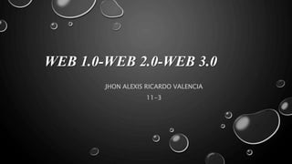 WEB 1.0-WEB 2.0-WEB 3.0
JHON ALEXIS RICARDO VALENCIA
11-3
 