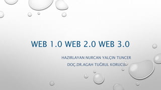 WEB 1.0 WEB 2.0 WEB 3.0
HAZIRLAYAN:NURCAN YALÇIN TUNCER
DOÇ.DR.AGAH TUĞRUL KORUCU
 